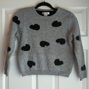 2/$20 - Cotton Emporium Girls L Gray Sweater With Black Hearts